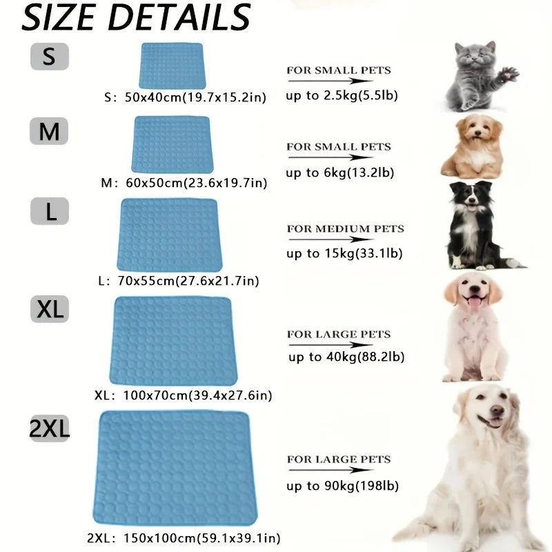 Extra Large Dog Cooling Mat – Summer Pet Ice Pad Blanket for Small & Big Dogs, Cats, Durable & Washable Bed Mat