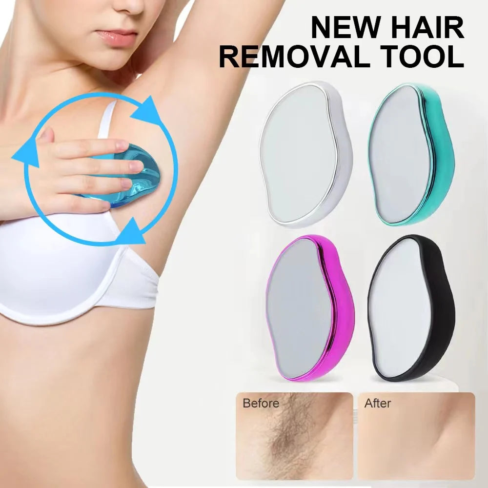 Crystal Hair Eraser reusable hair removal tool with nano-glass surface for smooth skin, safe and eco-friendly depilation for men and women.