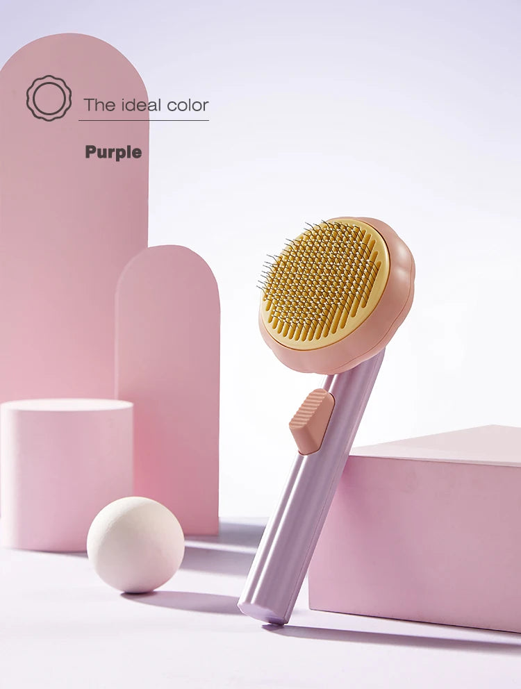 Pumpkin Pet Brush – Self-Cleaning Slicker Brush for Dogs & Cats, Removes Loose Undercoat & Tangles, Gentle Grooming Comb