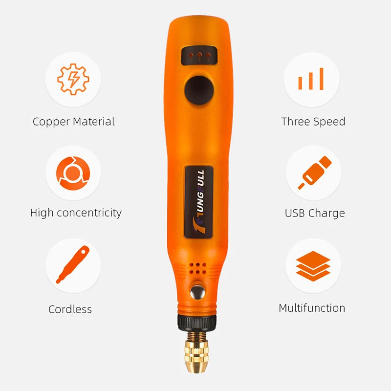 Dremel-Style Mini Electric Rotary Tool - Variable Speed Hand Drill for DIY Carving, Grinding, Polishing & Sanding