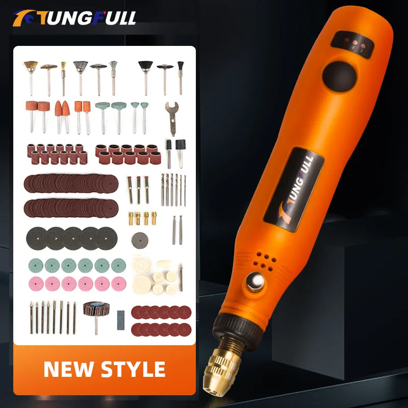 Dremel-Style Mini Electric Rotary Tool - Compact Variable Speed Hand Drill for DIY Carving and Polishing.