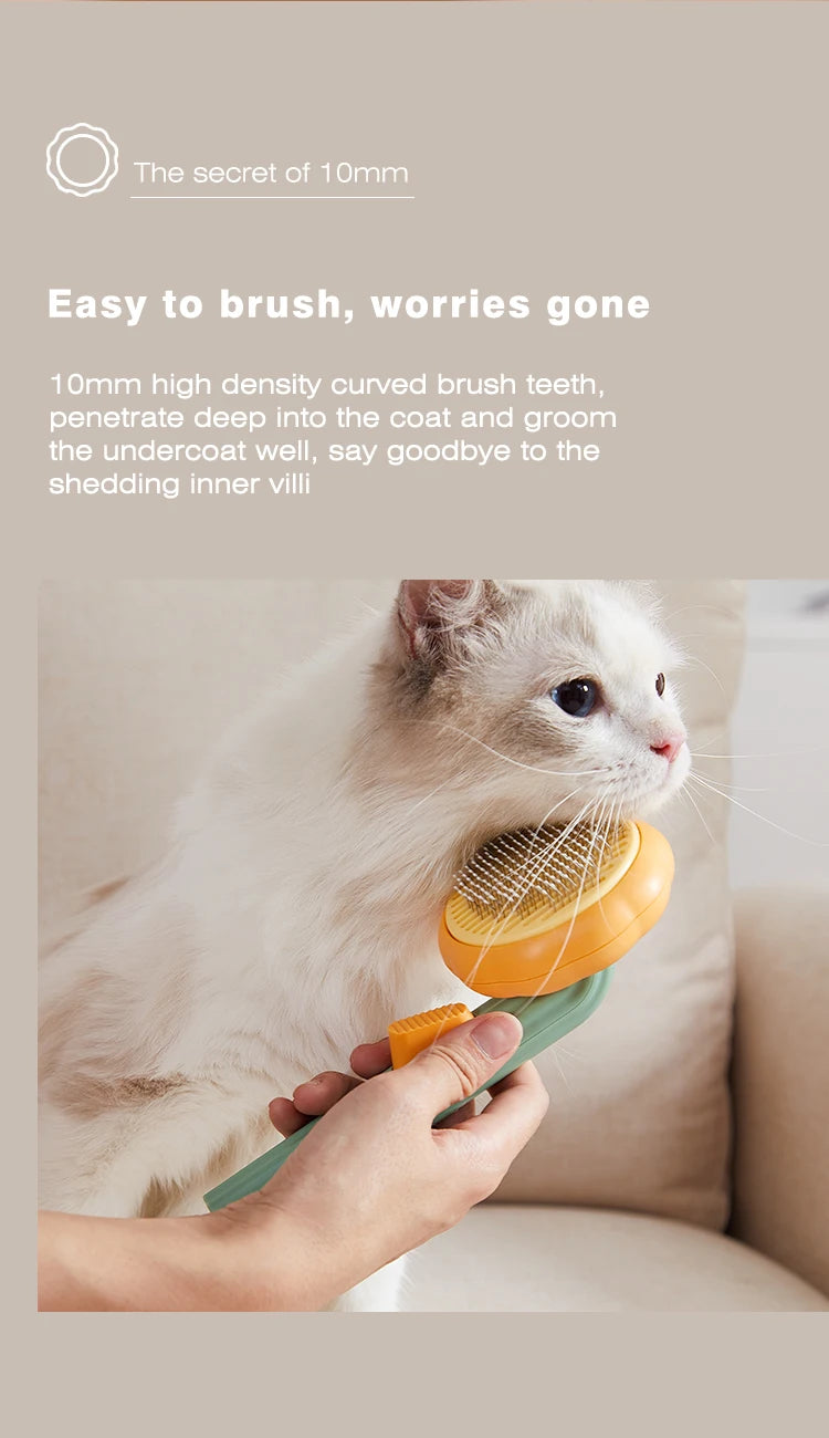 Pumpkin Pet Brush – Self-Cleaning Slicker Brush for Dogs & Cats, Removes Loose Undercoat & Tangles, Gentle Grooming Comb