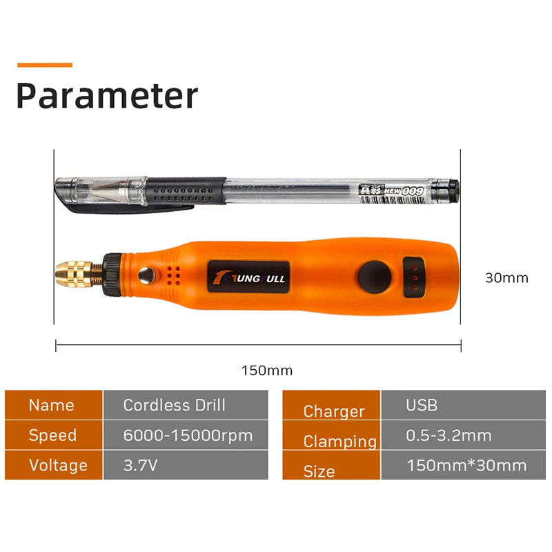 Dremel-Style Mini Electric Rotary Tool - Variable Speed Hand Drill for DIY Carving, Grinding, Polishing & Sanding