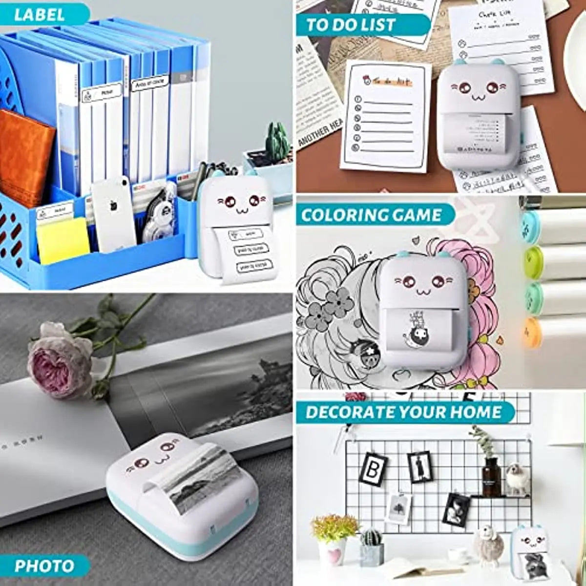 Mini Photo Pocket Printer – Portable Ink-Free Thermal 57mm Sticker Printer, Wireless Bluetooth 200dpi for Android & iOS