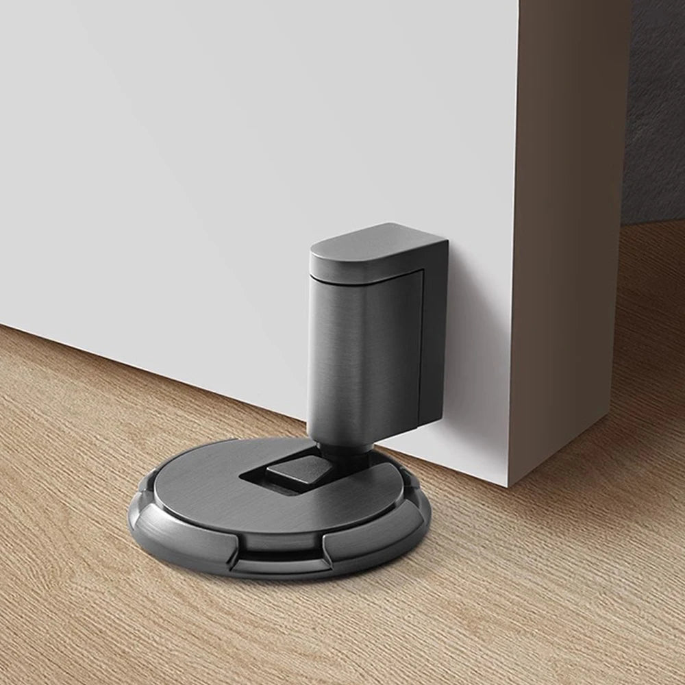 Non-Punch Automatic Floor Door Stopper – Zinc Alloy Windproof Door Stop, Gold/Black/Grey