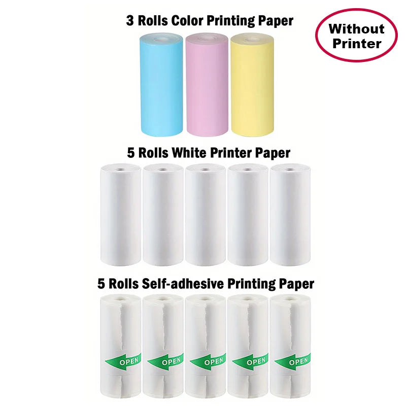 Mini Photo Pocket Printer – Portable Ink-Free Thermal 57mm Sticker Printer, Wireless Bluetooth 200dpi for Android & iOS