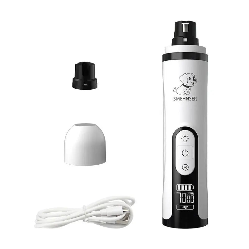 Electric Pet Nail Grinder with LED Light - USB Rechargeable Nail Clippers & Grooming Trimmer for Cats and Dogs