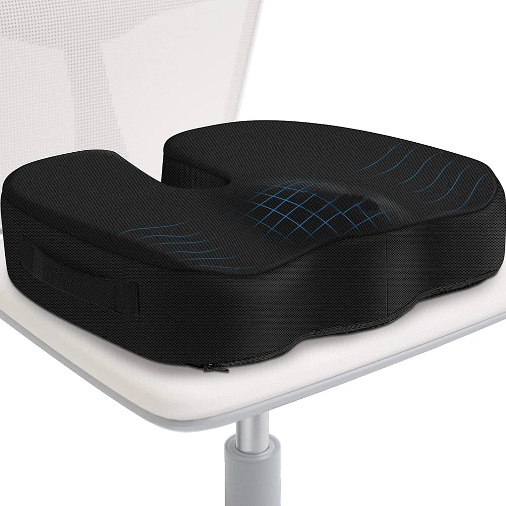Seat Cushion for Office Chairs - Tailbone Pain Relief Pillow - Ergonomic Posture Support Pad
