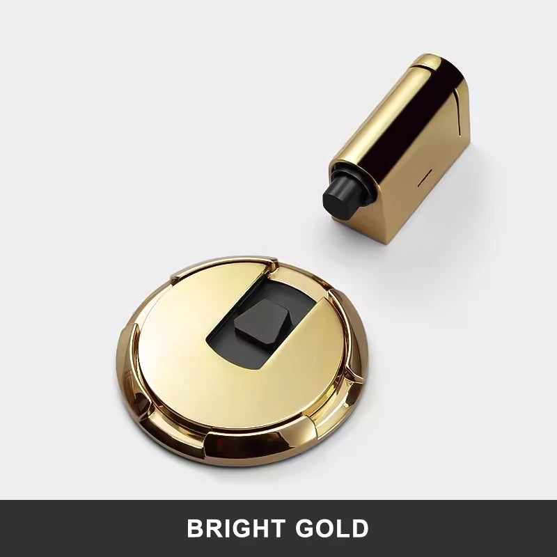 Non-Punch Automatic Floor Door Stopper – Zinc Alloy Windproof Door Stop, Gold/Black/Grey