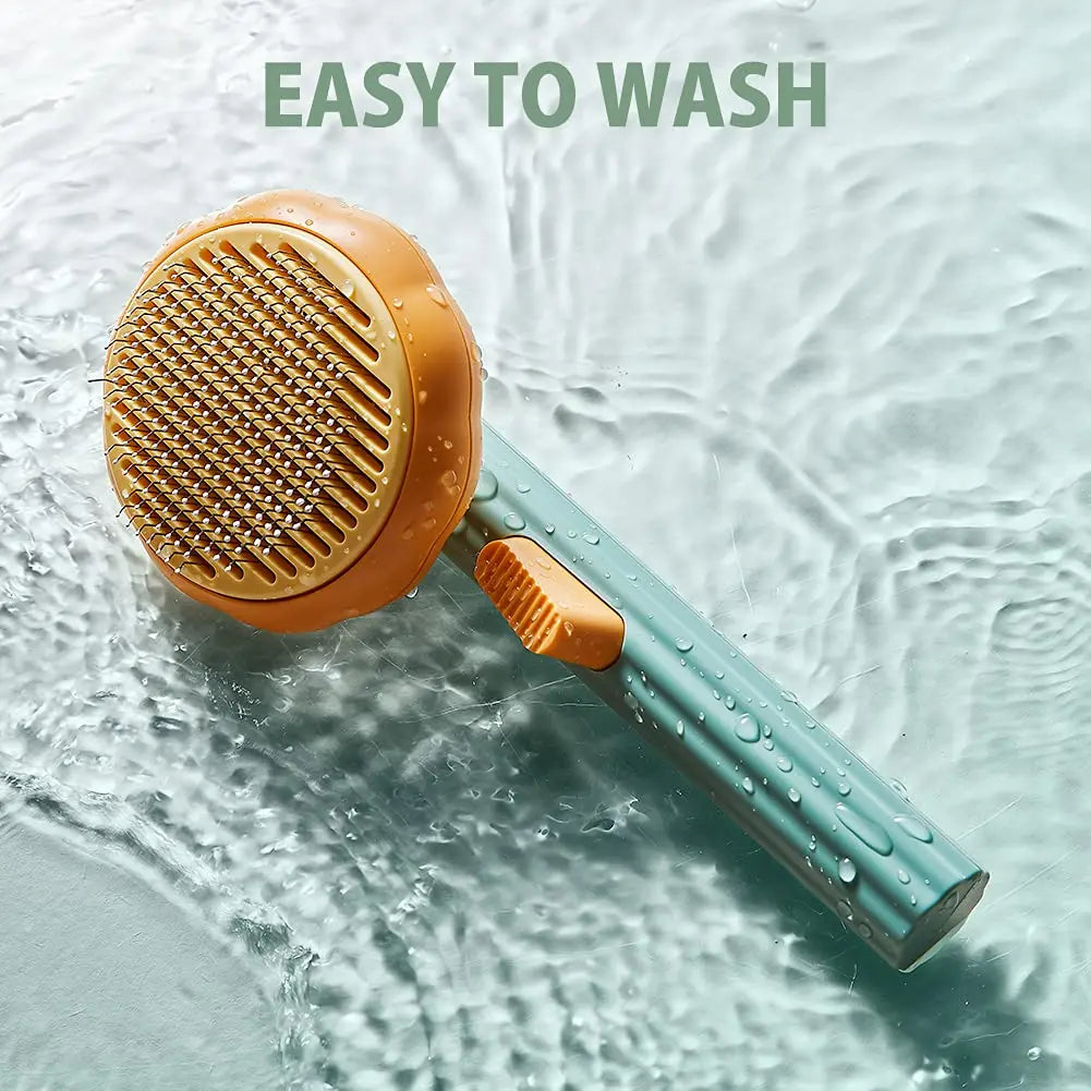 Pumpkin Pet Brush – Self-Cleaning Slicker Brush for Dogs & Cats, Removes Loose Undercoat & Tangles, Gentle Grooming Comb