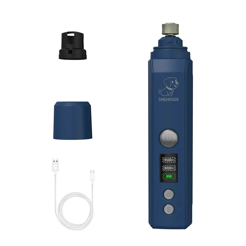 Quiet Electric Dog & Cat Nail Grinder with LED Light – Rechargeable Pet Nail Trimmer for Painless Grooming**