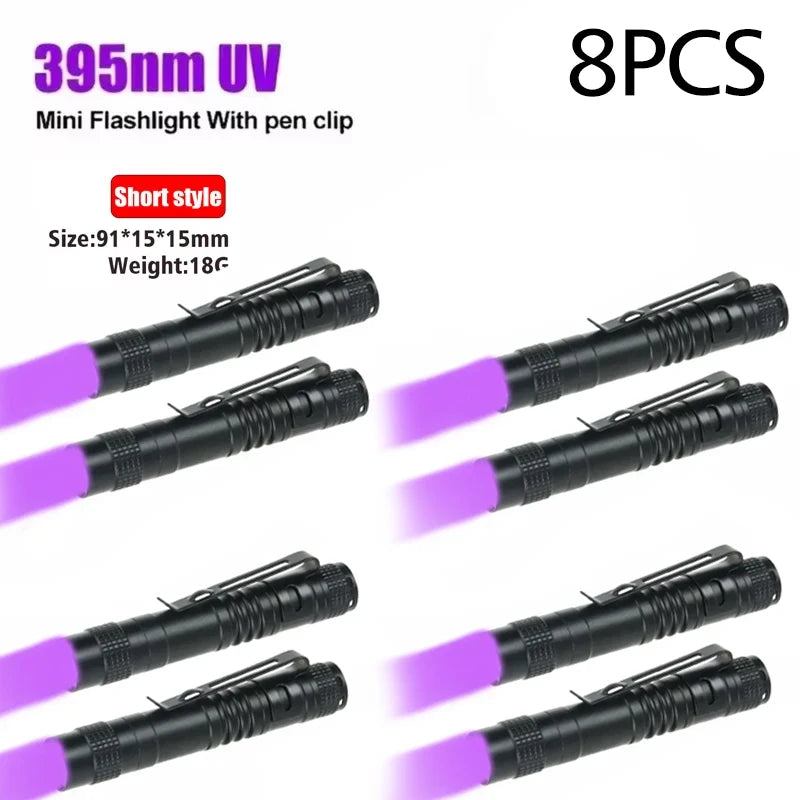 Portable UV Flashlight 395nm - Ultraviolet Torch with Pen Clip for Pet Urine, Scorpion, and Stain Detection