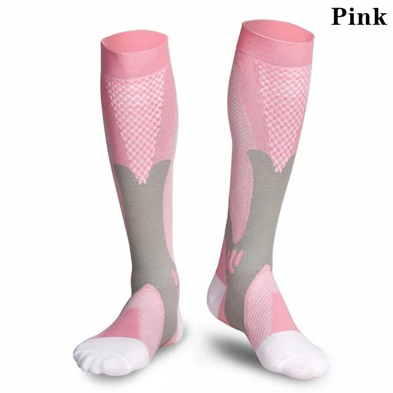 Unisex Compression Socks 20-30mmHg - Knee-High Anti-Fatigue & Pain Relief Socks for Running, Football & Sports