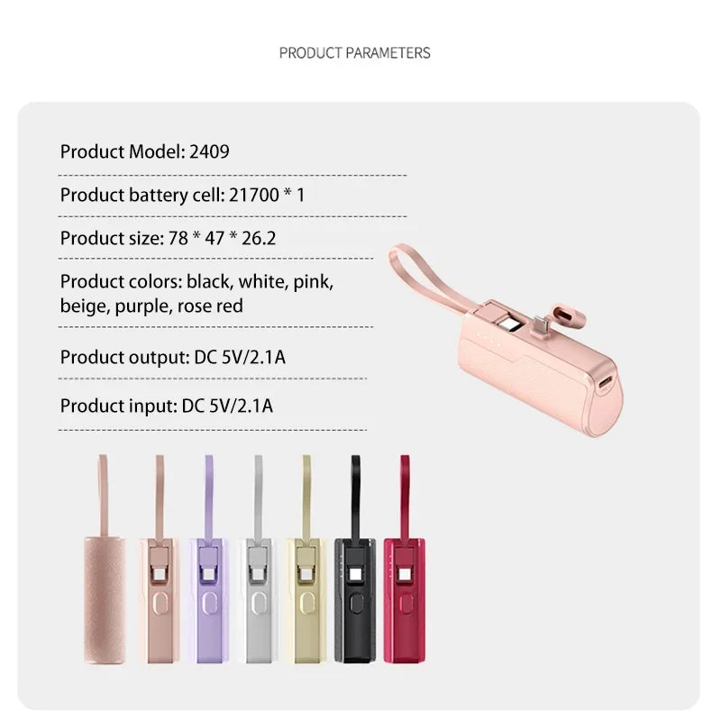 Xiaomi 50000mAh Mini Capsule Power Bank – Fast Charging with Built-in Lanyard, Type-C & Lightning Output