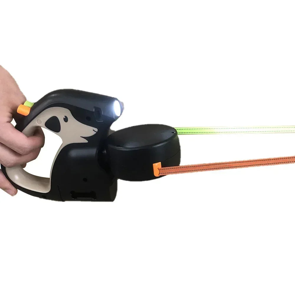 Retractable Double Dog Leash – 360° Swivel No-Tangle Leash with LED Flashlight & Poop Bag Holder