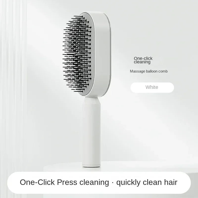 Self Cleaning Hair Brush for Women – One-Key Hair Loss Prevention & Scalp Massage Comb