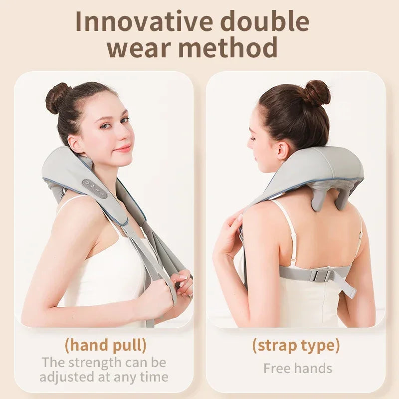 Wireless Neck and Shoulder Massager – Deep Tissue Kneading with Heat – Cervical Spine & Trapezius Muscle Relief