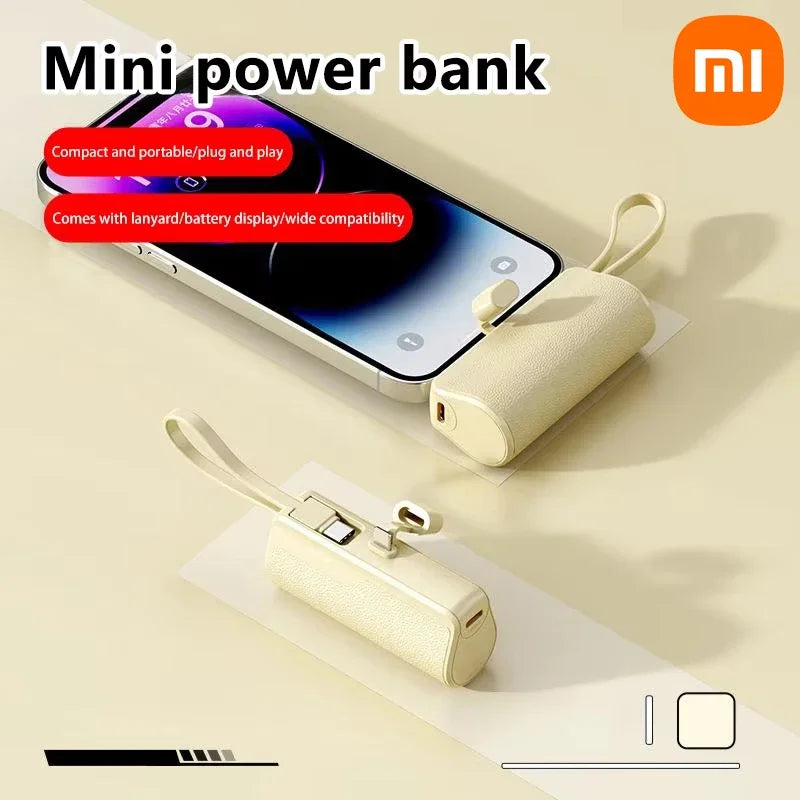 Xiaomi 50000mAh Mini Capsule Power Bank – Fast Charging with Built-in Lanyard, Type-C & Lightning Output