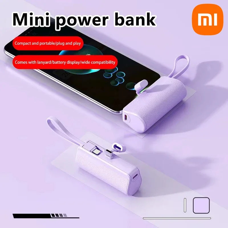 Xiaomi 50000mAh Mini Capsule Power Bank – Fast Charging with Built-in Lanyard, Type-C & Lightning Output