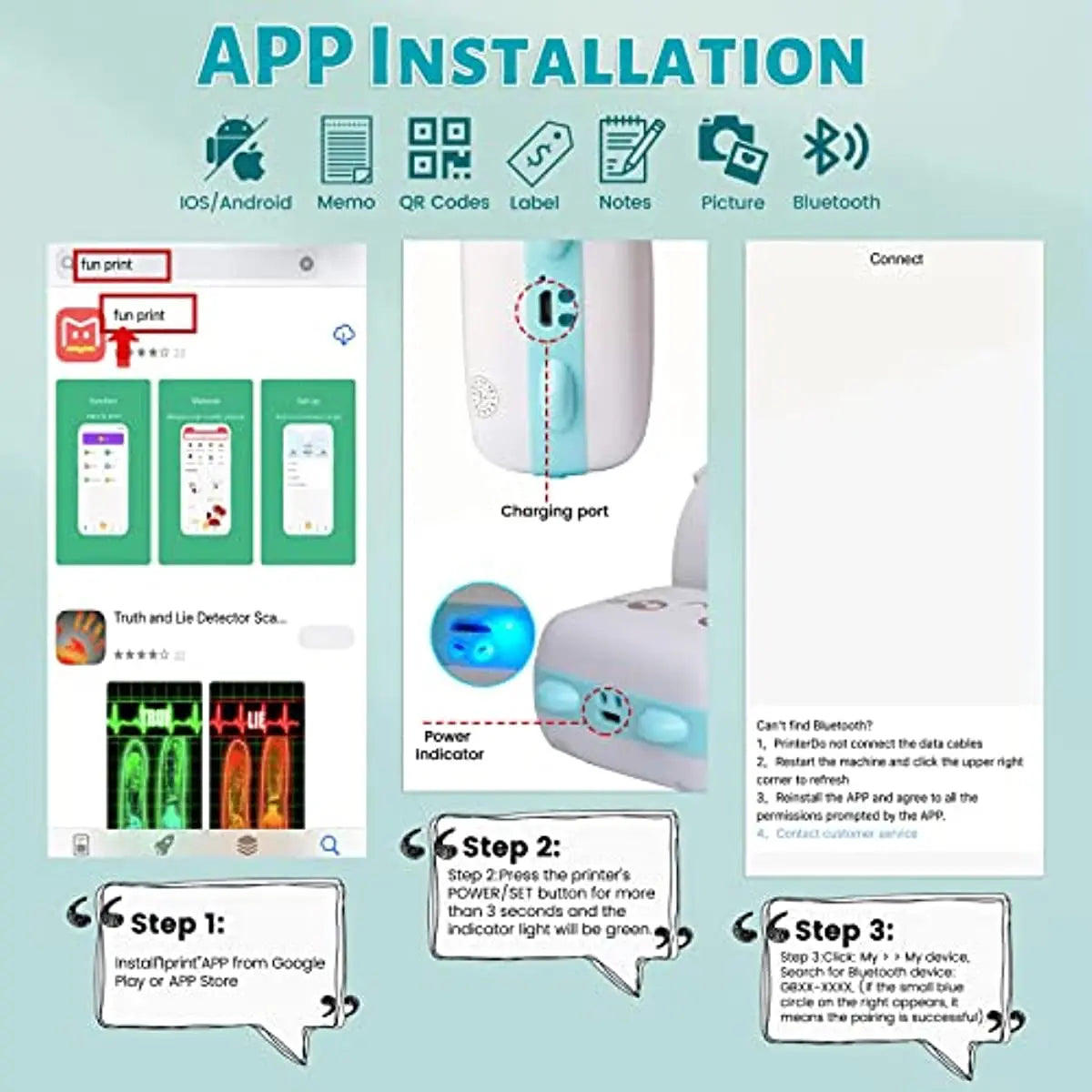 Mini Photo Pocket Printer – Portable Ink-Free Thermal 57mm Sticker Printer, Wireless Bluetooth 200dpi for Android & iOS