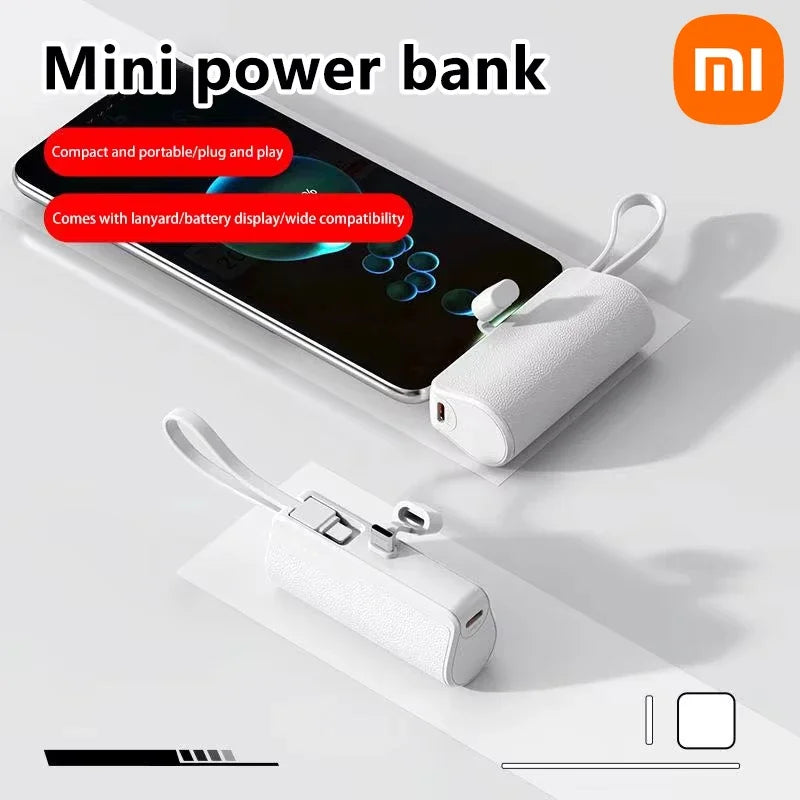 Xiaomi 50000mAh Mini Capsule Power Bank – Fast Charging with Built-in Lanyard, Type-C & Lightning Output