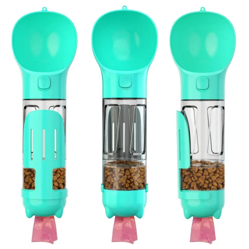 3-in-1 Portable Dog and Cat Water Bottle Feeder – Multifunctional Pet Drinking Bowl with Poop Bag & Shovel