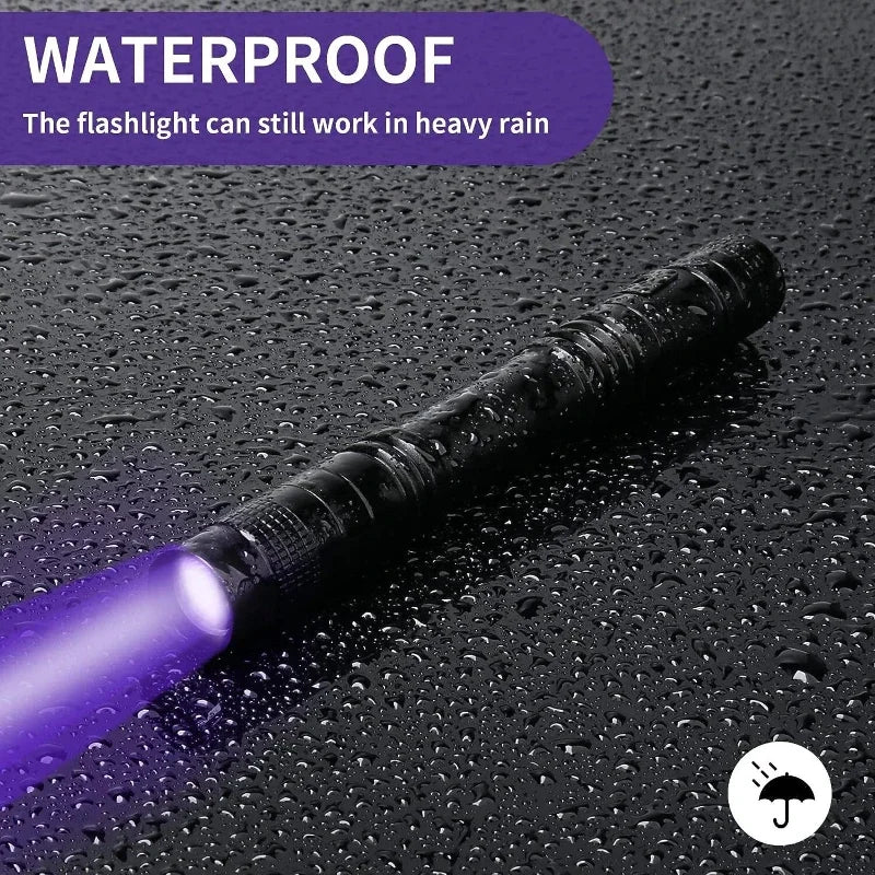 Portable UV Flashlight 395nm - Ultraviolet Torch with Pen Clip for Pet Urine, Scorpion, and Stain Detection