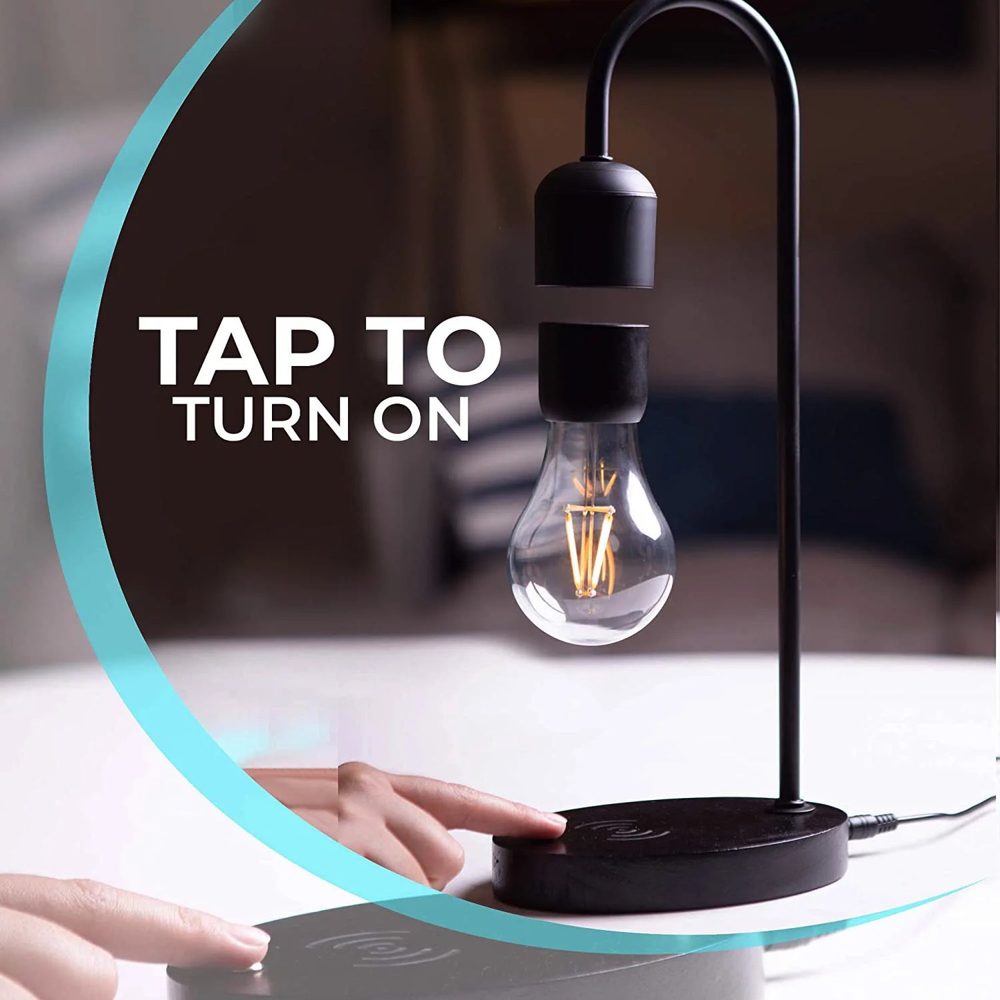 Magnetic Levitating Light Bulb – Wireless Floating LED Desk Lamp with Wood Base (Warm White)