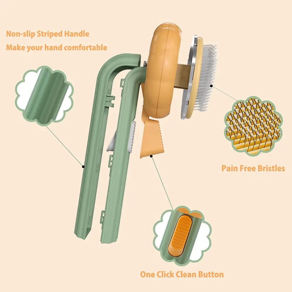 Pumpkin Pet Brush – Self-Cleaning Slicker Brush for Dogs & Cats, Removes Loose Undercoat & Tangles, Gentle Grooming Comb