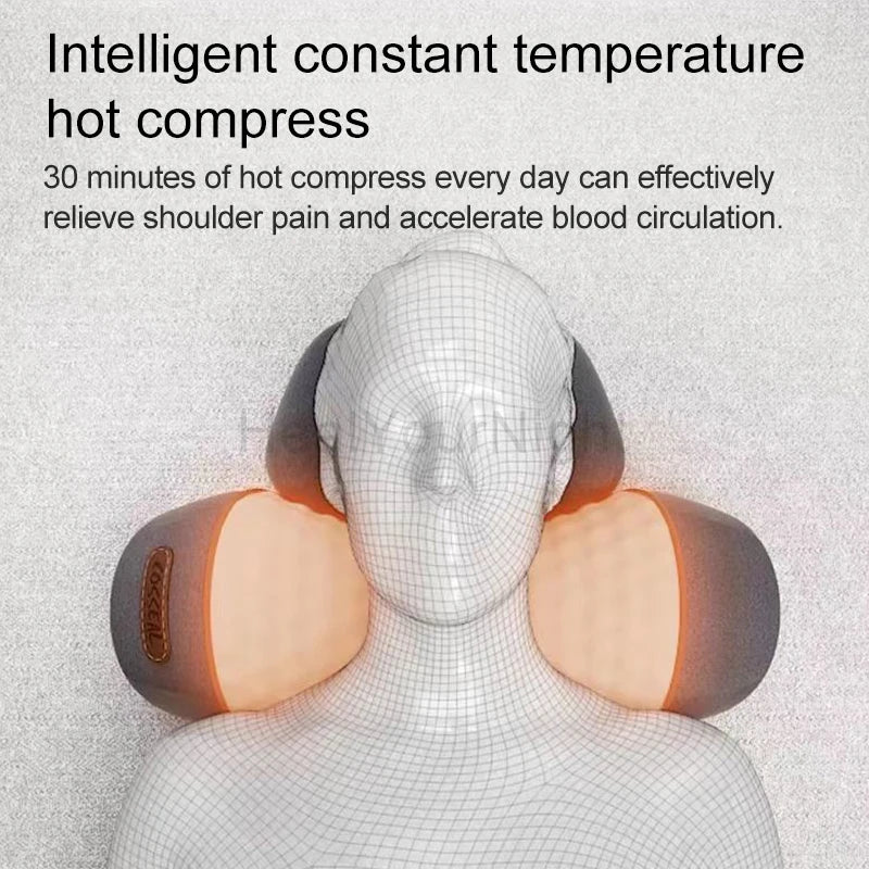Electric Neck Massager Pillow – Heated Memory Foam Vibration Pillow for Cervical Spine Support & Sleep Relief