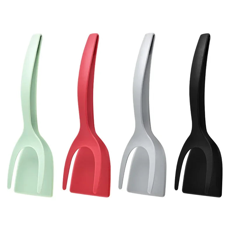 2-in-1 Grip Flip Spatula Tongs – Non-Stick Nylon Cooking Tool for Eggs, Pancakes, Omelets, Fish, and More