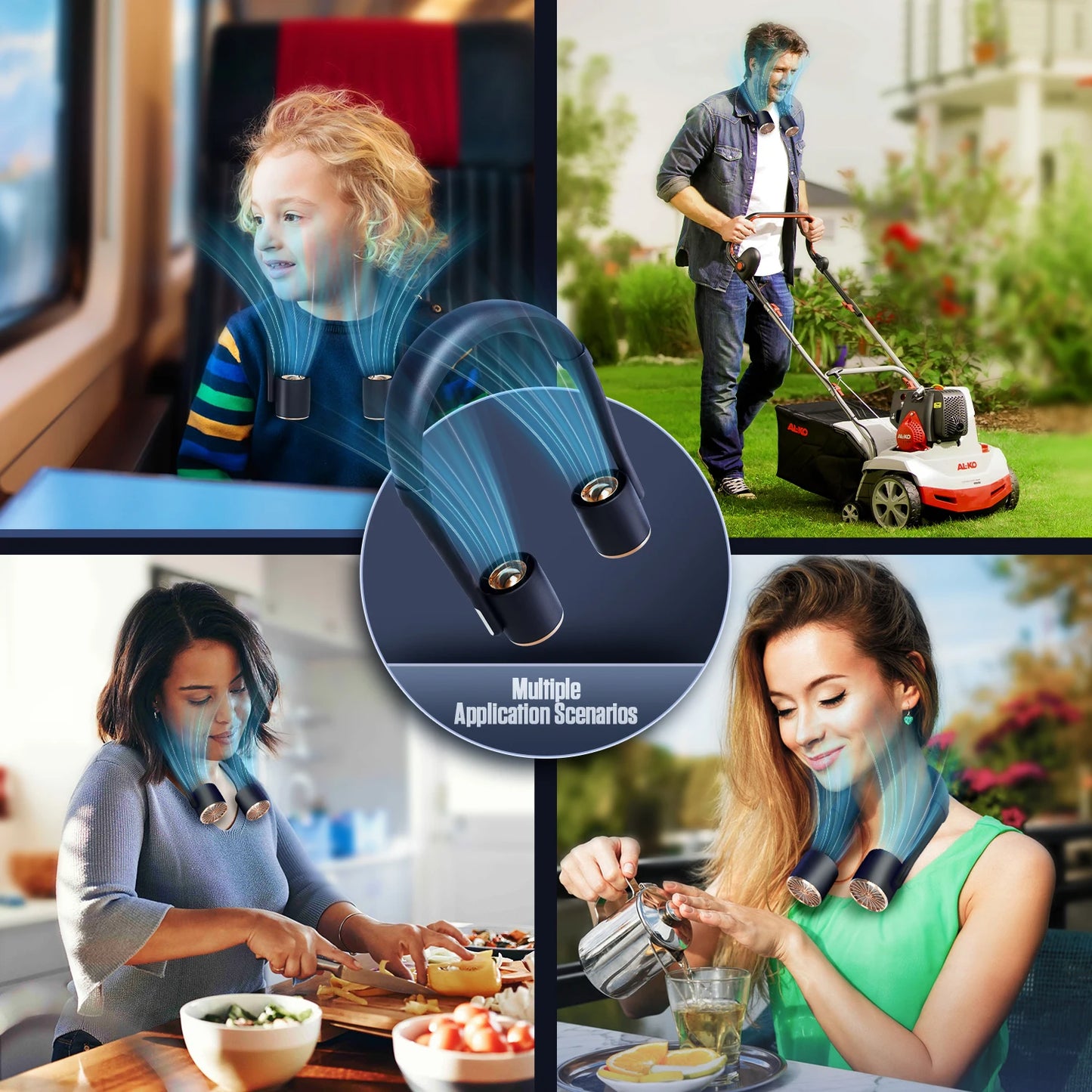 Portable Mini Neck Fan – 4000mAh USB Rechargeable Wearable Bladeless Cooling Fan for Summer, Sports, and Travel