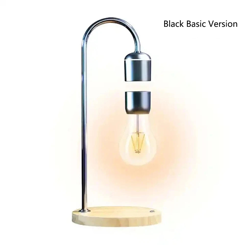 Magnetic Levitating Light Bulb – Wireless Floating LED Desk Lamp with Wood Base (Warm White)