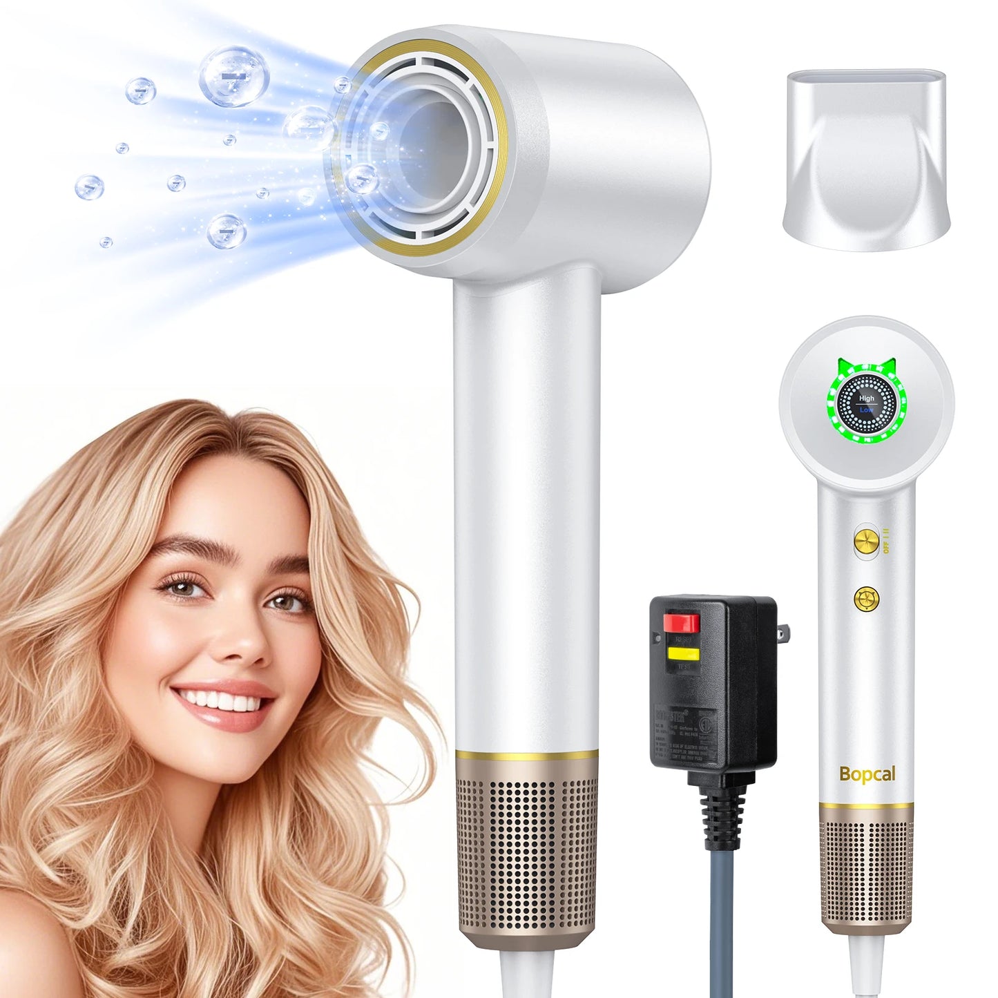 High-Speed Hair Dryer with Diffuser – 500 Million Negative Ions, Fast Drying, Professional Ionic Blow Dryer
