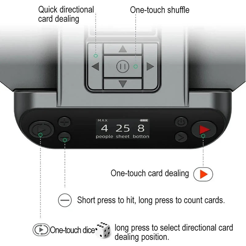 360° Rotating Automatic Card Shuffle Dealer Machine – 2-in-1 Shuffling & Dealing Tool for Poker, Party Games, and Outdoor Use