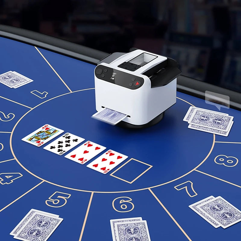 360° Rotating Automatic Card Shuffle Dealer Machine – 2-in-1 Shuffling & Dealing Tool for Poker, Party Games, and Outdoor Use