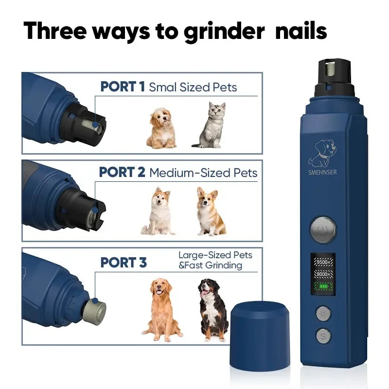 Quiet Electric Dog & Cat Nail Grinder with LED Light – Rechargeable Pet Nail Trimmer for Painless Grooming**