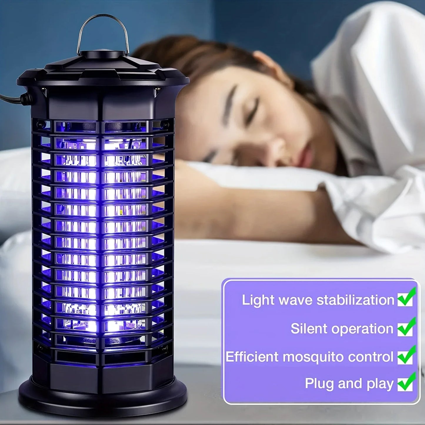 Powerful Outdoor Mosquito Zapper – UV LED Insect Trap with Electric Shock – Safe & Chemical-Free Pest Control