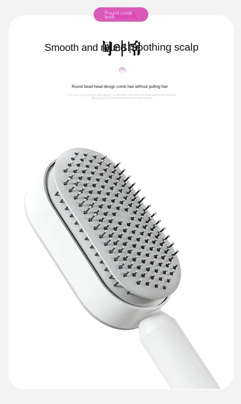 Self Cleaning Hair Brush for Women – One-Key Hair Loss Prevention & Scalp Massage Comb