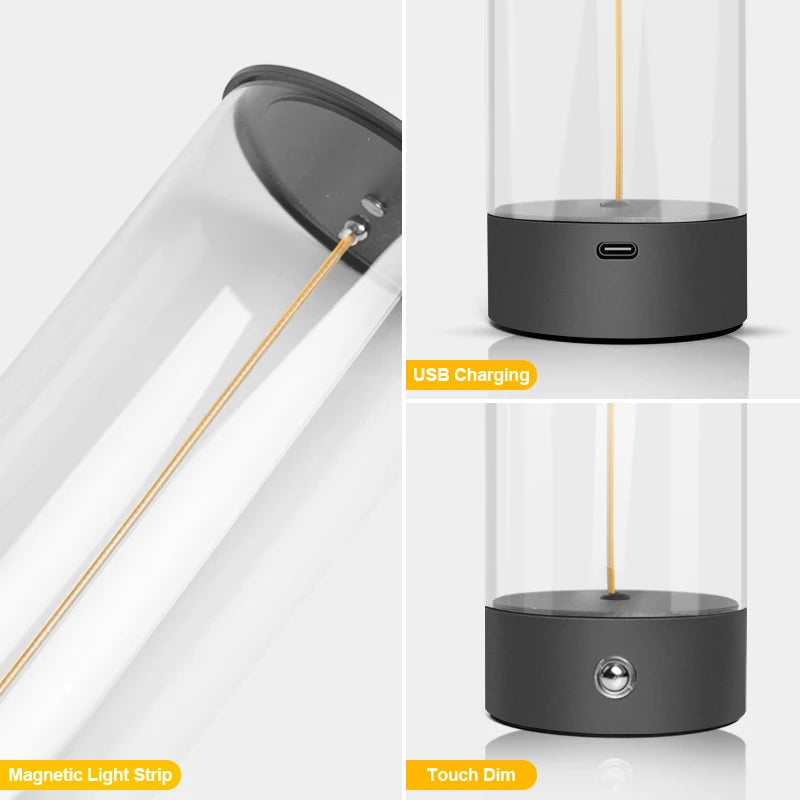 Minimalist Magnetic Touch-Control Desk Lamp – Cordless USB Rechargeable Night Light with 3 Ambient Colors