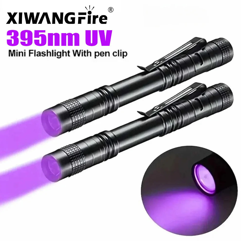 Portable UV Flashlight 395nm - Ultraviolet Torch with Pen Clip for Pet Urine, Scorpion, and Stain Detection