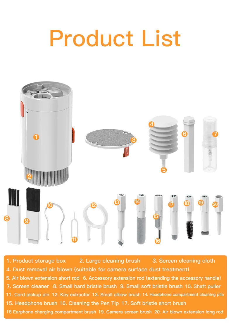 20-in-1 Digital Cleaning Kit – Headset, Keyboard, Camera & Phone Cleaner Set with Brushes & Storage Case