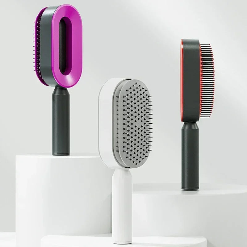 Self Cleaning Hair Brush for Women – One-Key Hair Loss Prevention & Scalp Massage Comb