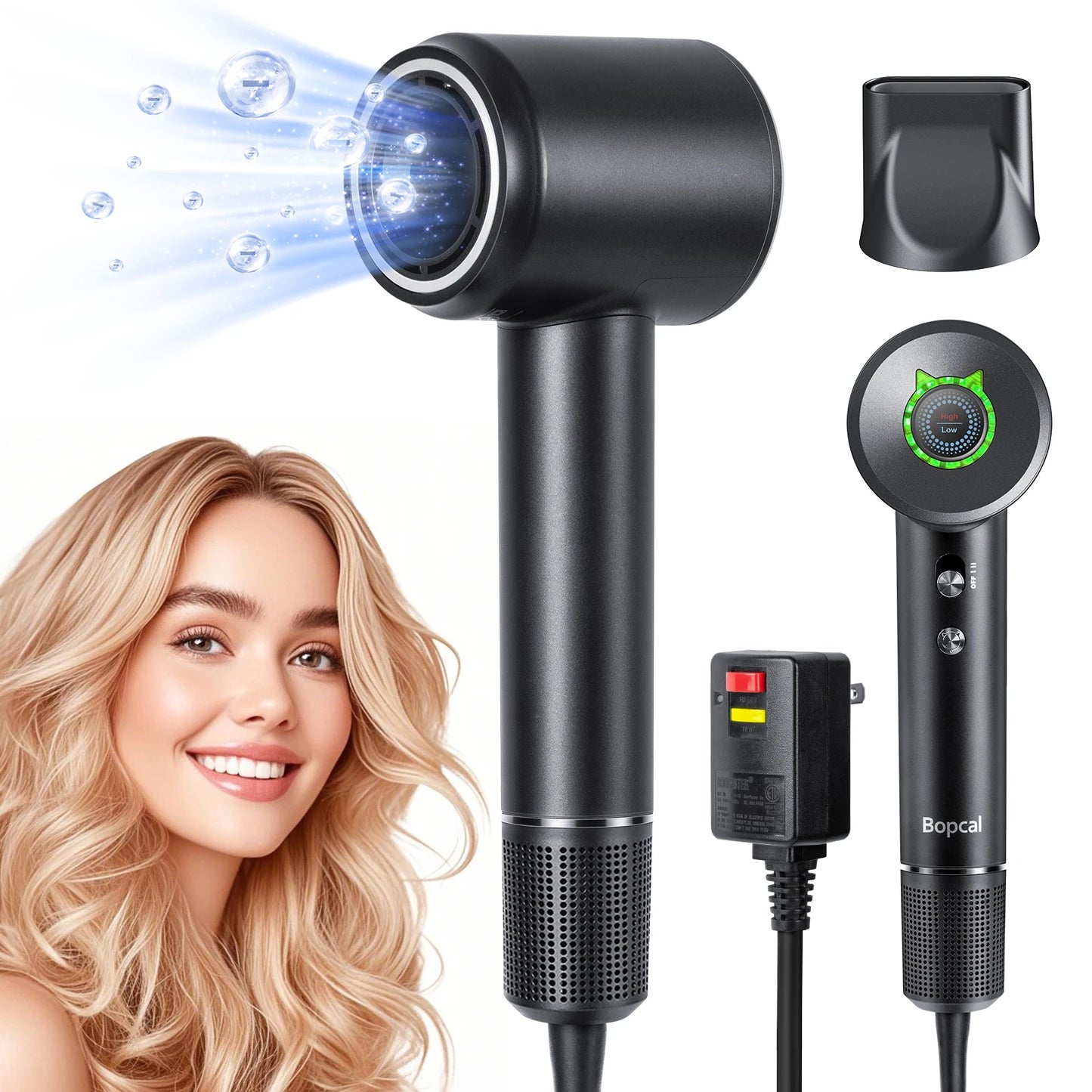 High-Speed Hair Dryer with Diffuser – 500 Million Negative Ions, Fast Drying, Professional Ionic Blow Dryer