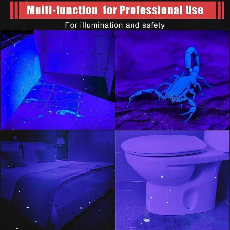 Portable UV Flashlight 395nm - Ultraviolet Torch with Pen Clip for Pet Urine, Scorpion, and Stain Detection