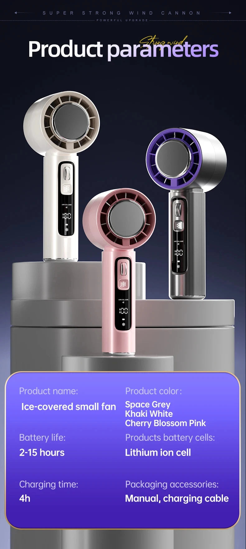 High-Speed Semiconductor Refrigeration Handheld Fan – 4000mAh USB Rechargeable Portable Outdoor Mini Fan