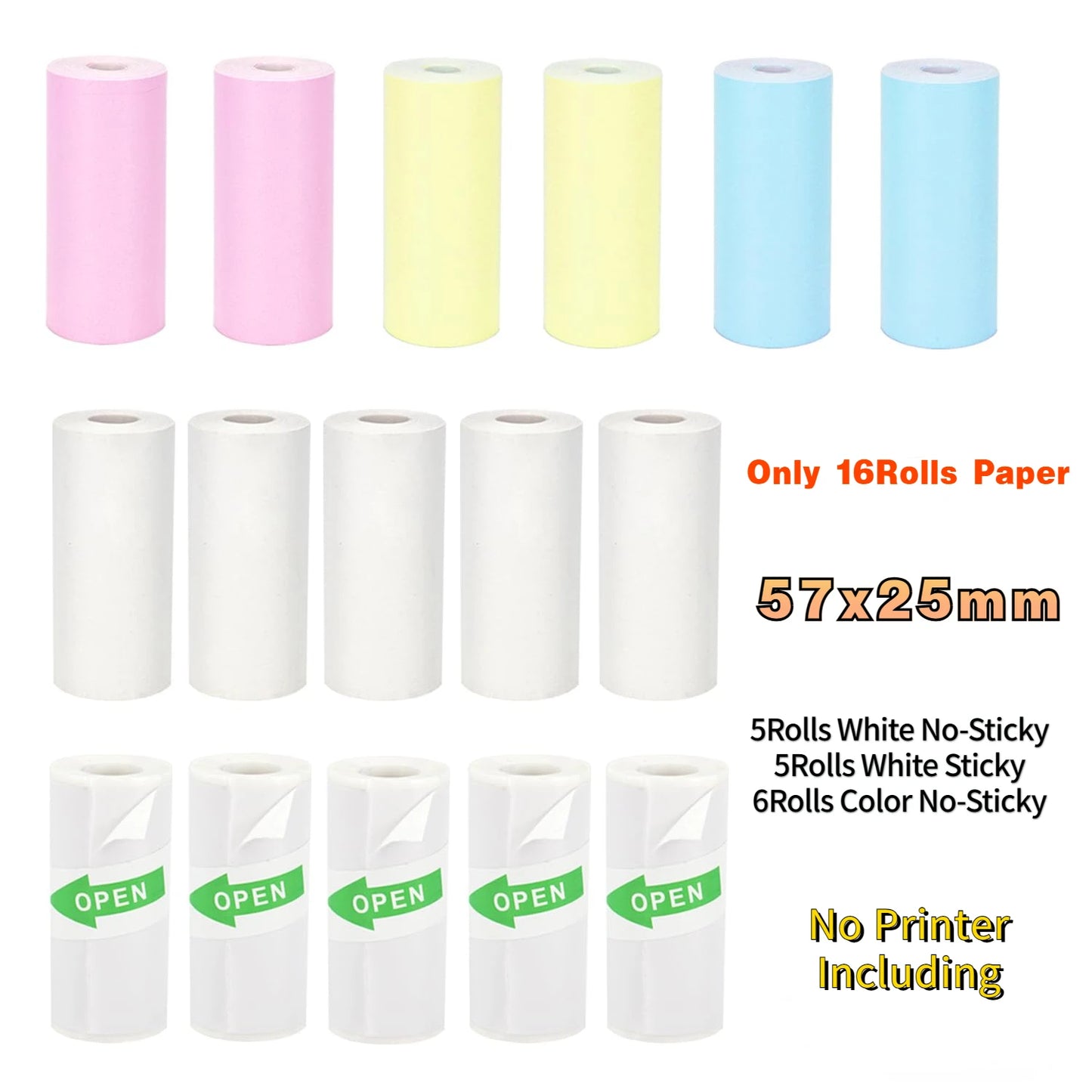 Mini Photo Pocket Printer – Portable Ink-Free Thermal 57mm Sticker Printer, Wireless Bluetooth 200dpi for Android & iOS