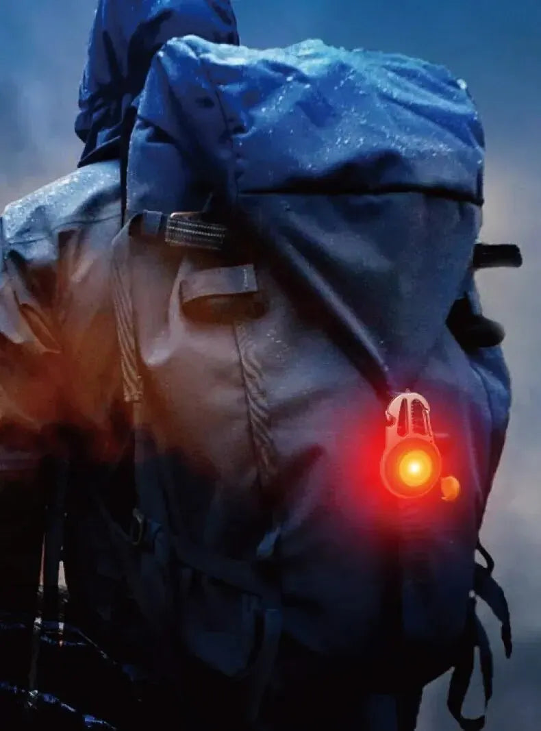Mini multifunctional LED keychain flashlight with magnetic base, COB light, and emergency tools