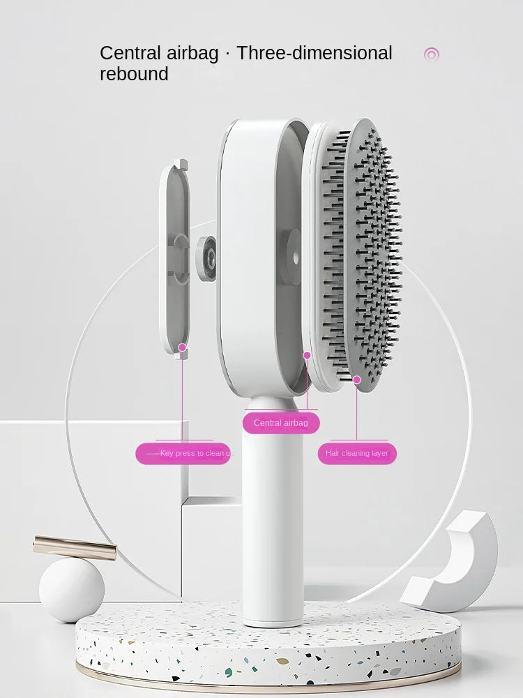 Self Cleaning Hair Brush for Women – One-Key Hair Loss Prevention & Scalp Massage Comb