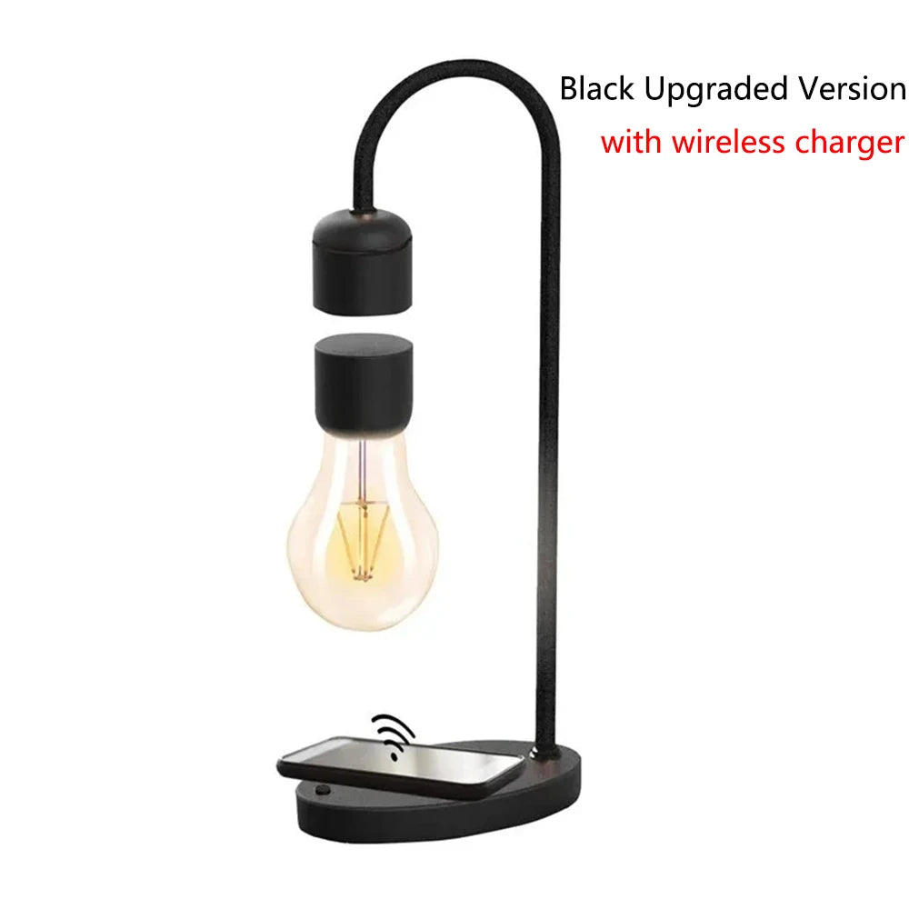 Magnetic Levitating Light Bulb – Wireless Floating LED Desk Lamp with Wood Base (Warm White)